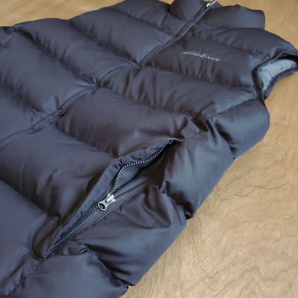 Eddie Bauer Puffer Vest Mens SMALL Minimum 80% Down Black Full Zip EB650 - Picture 4 of 8